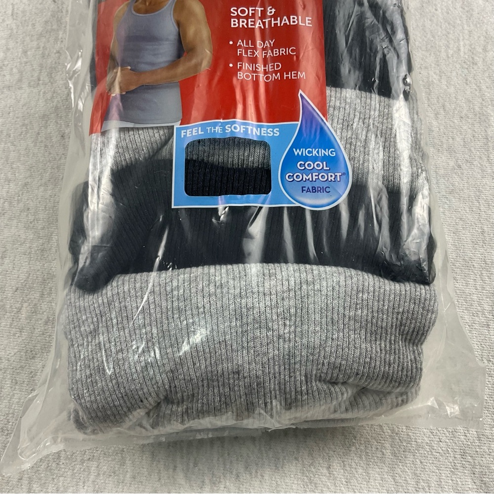 Hanes Men's Tagless Tanks 6 Pack Size: Large Color: Black and Gray - Picture 5 of 10